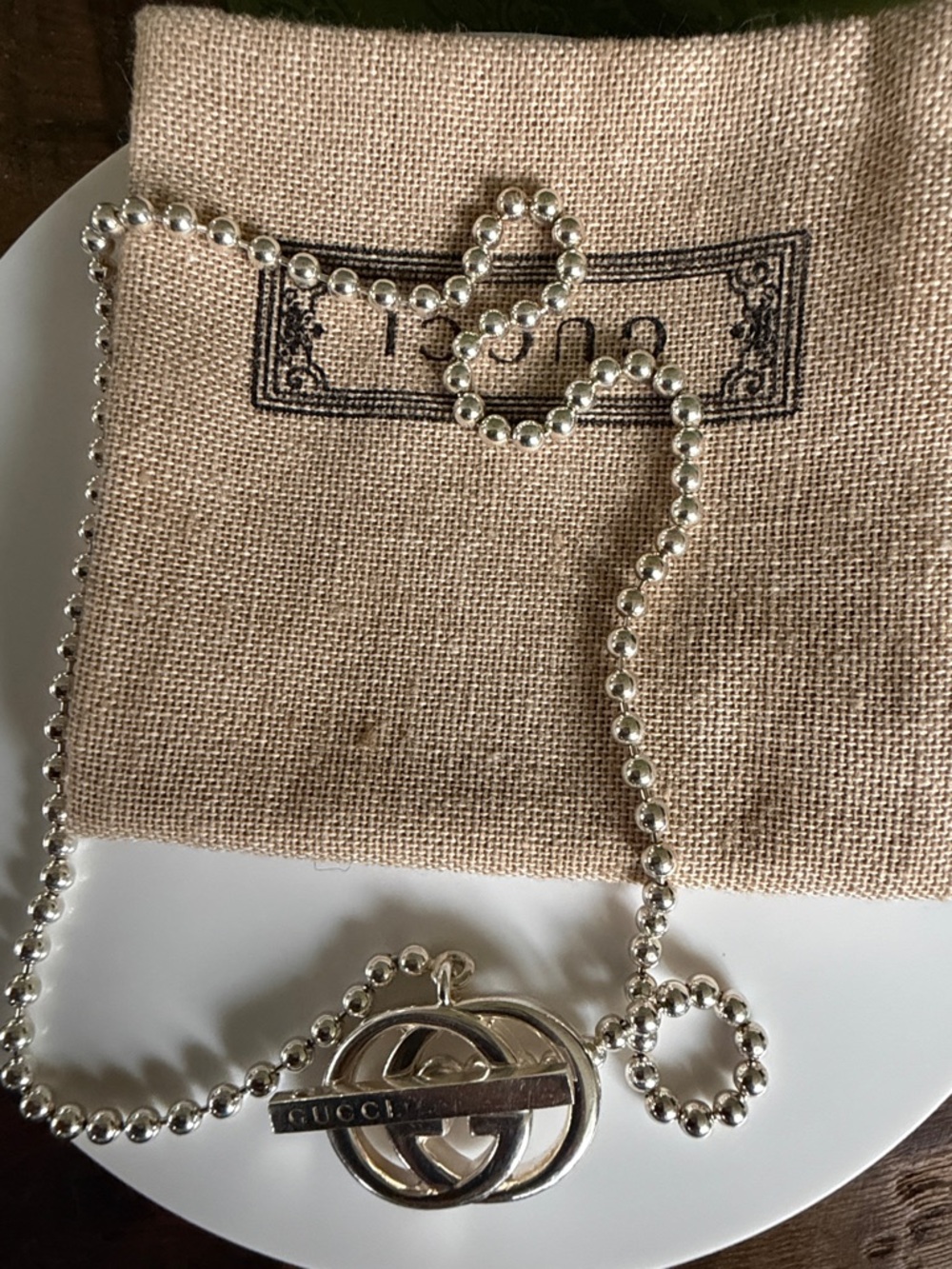 Gucci Silver Interlocking G Ball-Chain Necklace - Picture 6 of 8